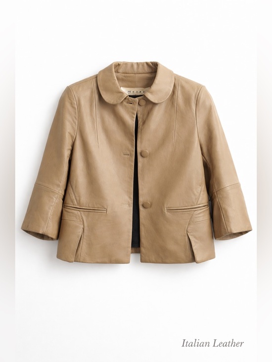 Marni Jackets & Blazers - Marni minimalist leather jacket cropped 34 sleeve italian size 38 Quiet Luxury